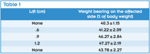 Table 1. Changes in the weight bearing on the affected side with provision of the lift under the nonaffected side.